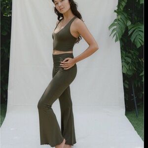 INDIGO LUNA AGNI PANT Olive Green Women's Flared Pants